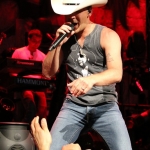 Justin Moore opening for Brad Paisley at the Xfinity Theatre in Hartford CT on July 25, 2015.