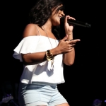 Mickey Guyton opening for Brad Paisley at the Xfinity Theatre in Hartford CT on July 25, 2015.