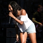 Mickey Guyton opening for Brad Paisley at the Xfinity Theatre in Hartford CT on July 25, 2015.