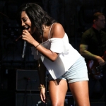 Mickey Guyton opening for Brad Paisley at the Xfinity Theatre in Hartford CT on July 25, 2015.