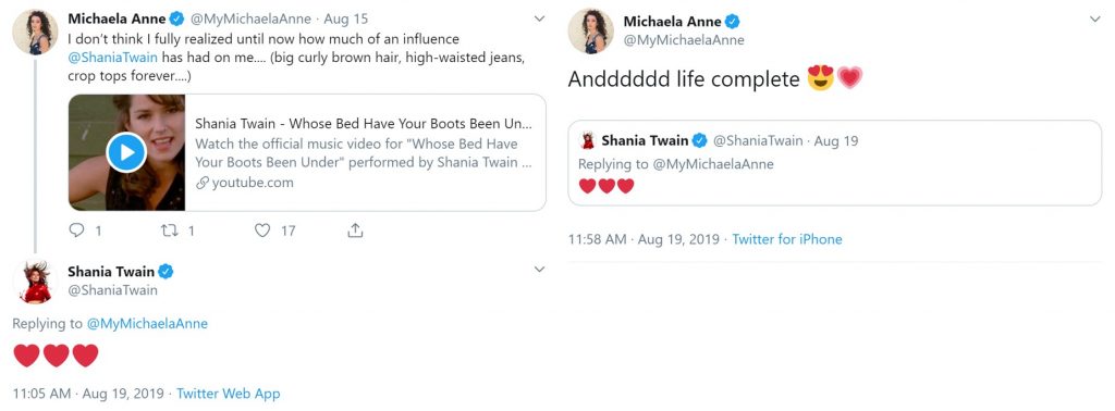 Michaela Anne Shania Tweets